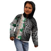 Cook Islands Tiare Maori With Conch Shell Kid Hoodie Pasifika Fest Polynesian Tattoo Black LT14 - Polynesian Pride