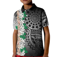 Cook Islands Tiare Maori With Conch Shell Kid Polo Shirt Pasifika Fest Polynesian Tattoo Black