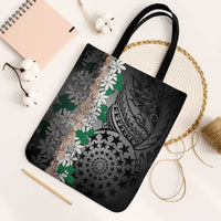 Cook Islands Tiare Maori With Conch Shell Tote Bag Pasifika Fest Polynesian Tattoo Black