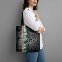 Cook Islands Tiare Maori With Conch Shell Tote Bag Pasifika Fest Polynesian Tattoo Black