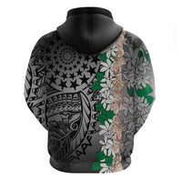 Cook Islands Tiare Maori With Conch Shell Zip Hoodie Pasifika Fest Polynesian Tattoo Black LT14 - Polynesian Pride