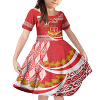 Personalised Kolisi Tonga College Atele Family Matching Tank Maxi Dress and Hawaiian Shirt Mate Maa Tonga 142 Years Anniversary LT14 Daughter's Dress Red - Polynesian Pride
