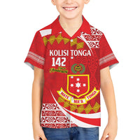 Personalised Kolisi Tonga College Atele Family Matching Tank Maxi Dress and Hawaiian Shirt Mate Maa Tonga 142 Years Anniversary LT14 Son's Shirt Red - Polynesian Pride
