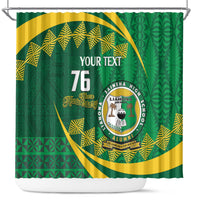 Personalised Tonga Liahona-Saineha High School Shower Curtain Happy 76 Years Anniversary LT14 Green - Polynesian Pride