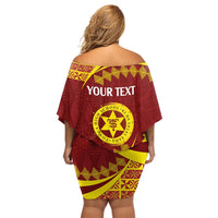 Personalised Tonga High School Off Shoulder Short Dress Happy 77 Years Anniversary LT14 - Polynesian Pride