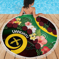 Long God Yumi Stanap Vanuatu Beach Blanket Tropical Flowers Aboriginal Pattern