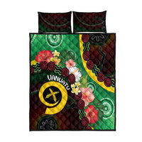 Long God Yumi Stanap Vanuatu Quilt Bed Set Tropical Flowers Aboriginal Pattern