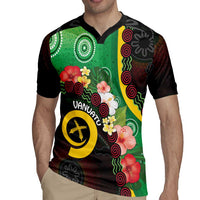 Long God Yumi Stanap Vanuatu Rugby Jersey Tropical Flowers Aboriginal Pattern