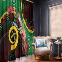 Long God Yumi Stanap Vanuatu Window Curtain Tropical Flowers Aboriginal Pattern