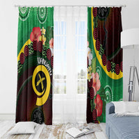 Long God Yumi Stanap Vanuatu Window Curtain Tropical Flowers Aboriginal Pattern