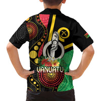 Tamtam Drum Vanuatu Family Matching Off Shoulder Maxi Dress and Hawaiian Shirt Boar Tusk Aboriginal Flag Style