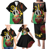 Tamtam Drum Vanuatu Family Matching Puletasi and Hawaiian Shirt Boar Tusk Aboriginal Flag Style