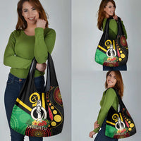 Tamtam Drum Vanuatu Grocery Bag Boar Tusk Aboriginal Flag Style