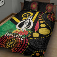 Tamtam Drum Vanuatu Quilt Bed Set Boar Tusk Aboriginal Flag Style