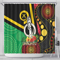 Tamtam Drum Vanuatu Shower Curtain Boar Tusk Aboriginal Flag Style