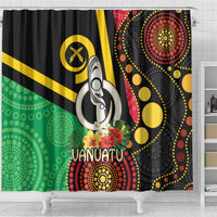Tamtam Drum Vanuatu Shower Curtain Boar Tusk Aboriginal Flag Style