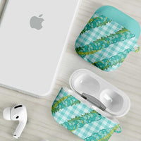 Hawaii Jade Vine Lei AirPods Case Aloha Palaka Motif - Turquoise - Polynesian Pride