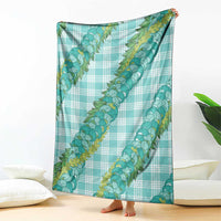 Hawaii Jade Vine Lei Blanket Aloha Palaka Motif - Turquoise - Polynesian Pride