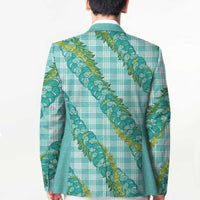 Hawaii Jade Vine Lei Blazer Aloha Palaka Motif - Turquoise - Polynesian Pride