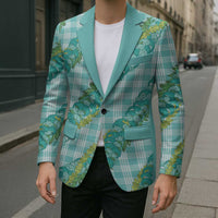 Hawaii Jade Vine Lei Blazer Aloha Palaka Motif - Turquoise - Polynesian Pride