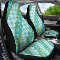 Hawaii Jade Vine Lei Car Seat Cover Aloha Palaka Motif - Turquoise - Polynesian Pride