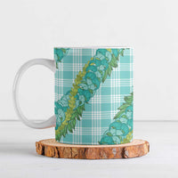 Hawaii Jade Vine Lei Ceramic Mug Aloha Palaka Motif - Turquoise - Polynesian Pride