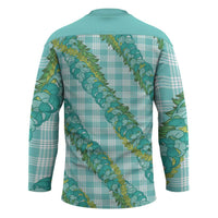 Hawaii Jade Vine Lei Hockey Jersey Aloha Palaka Motif - Turquoise - Polynesian Pride