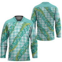 Hawaii Jade Vine Lei Hockey Jersey Aloha Palaka Motif - Turquoise - Polynesian Pride