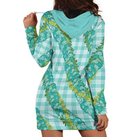 Hawaii Jade Vine Lei Hoodie Dress Aloha Palaka Motif - Turquoise - Polynesian Pride