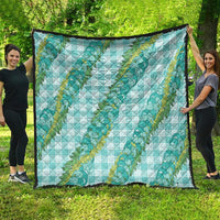 Hawaii Jade Vine Lei Quilt Aloha Palaka Motif - Turquoise - Polynesian Pride