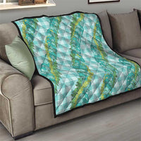 Hawaii Jade Vine Lei Quilt Aloha Palaka Motif - Turquoise - Polynesian Pride
