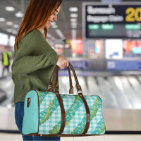 Hawaii Jade Vine Lei Travel Bag Aloha Palaka Motif - Turquoise - Polynesian Pride