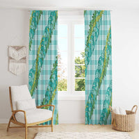 Hawaii Jade Vine Lei Window Curtain Aloha Palaka Motif - Turquoise - Polynesian Pride