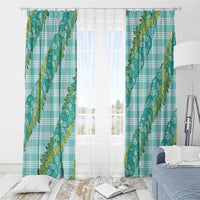 Hawaii Jade Vine Lei Window Curtain Aloha Palaka Motif - Turquoise - Polynesian Pride