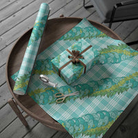 Hawaii Jade Vine Lei Wrapping Paper Aloha Palaka Motif - Turquoise - Polynesian Pride