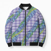 Hawaii Jade Vine Lei Bomber Puffer Jacket Aloha Palaka Motif - Purple - Polynesian Pride