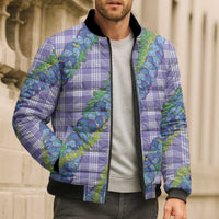 Hawaii Jade Vine Lei Bomber Puffer Jacket Aloha Palaka Motif - Purple - Polynesian Pride