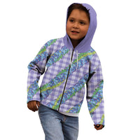 Hawaii Jade Vine Lei Kid Hoodie Aloha Palaka Motif - Purple - Polynesian Pride