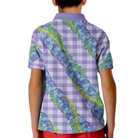 Hawaii Jade Vine Lei Kid Polo Shirt Aloha Palaka Motif - Purple LT14 - Polynesian Pride