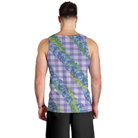 Hawaii Jade Vine Lei Men Tank Top Aloha Palaka Motif - Purple - Polynesian Pride