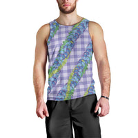 Hawaii Jade Vine Lei Men Tank Top Aloha Palaka Motif - Purple - Polynesian Pride