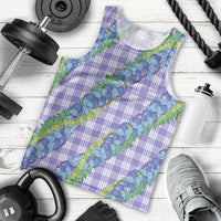 Hawaii Jade Vine Lei Men Tank Top Aloha Palaka Motif - Purple - Polynesian Pride