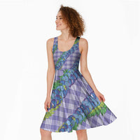 Hawaii Jade Vine Lei Midi Dress Aloha Palaka Motif - Purple - Polynesian Pride