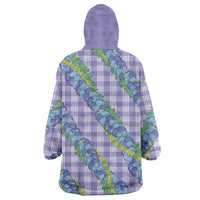 Hawaii Jade Vine Lei Wearable Blanket Hoodie Aloha Palaka Motif - Purple - Polynesian Pride