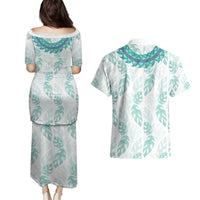 Jade Vine Lei Hawaii Couples Matching Puletasi and Hawaiian Shirt Aloha Seamless Tropical Leaves LT14 - Polynesian Pride