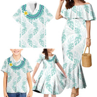 Jade Vine Lei Hawaii Family Matching Mermaid Dress and Hawaiian Shirt Aloha Seamless Tropical Leaves - Polynesian Pride