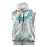 Jade Vine Lei Hawaii Sleeveless Zip Hoodie Aloha Seamless Tropical Leaves LT14 White - Polynesian Pride
