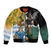 Personalised Rugby 2025 Championship Bomber Jacket Southern Hemisphere Countries Mascots LT14 Unisex Black - Polynesian Pride