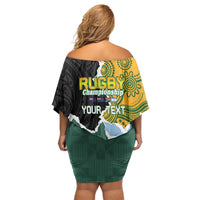 Personalised Rugby 2025 Championship Family Matching Off Shoulder Short Dress and Hawaiian Shirt Southern Hemisphere Countries Mascots - Polynesian Pride