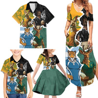 Personalised Rugby 2025 Championship Family Matching Summer Maxi Dress and Hawaiian Shirt Southern Hemisphere Countries Mascots - Polynesian Pride